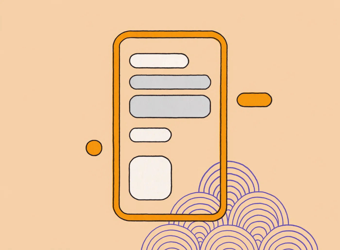An app screen artboard being laid out, with UI components arranged onto it
